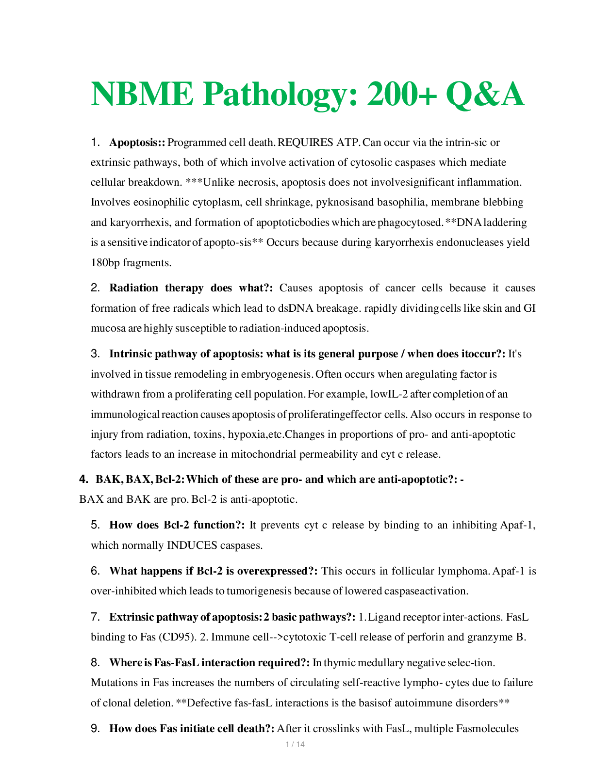 Preview image for pathology nbme _National Board of Medical Examiner- NBME Pathology_ Contains 200+ Q&A.